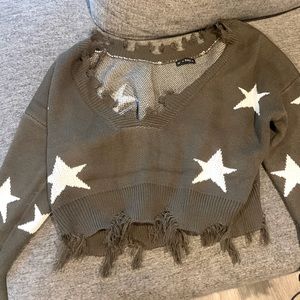Zaful green star sweater